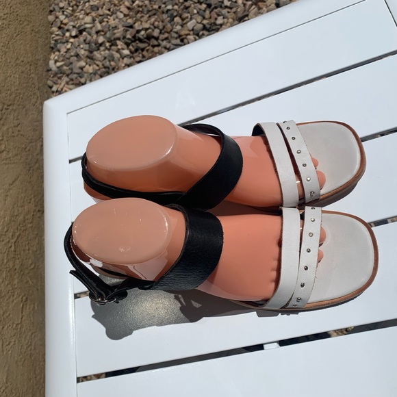 Justa Osadia designer sandals black and white leather size 40 - Picture 2 of 16